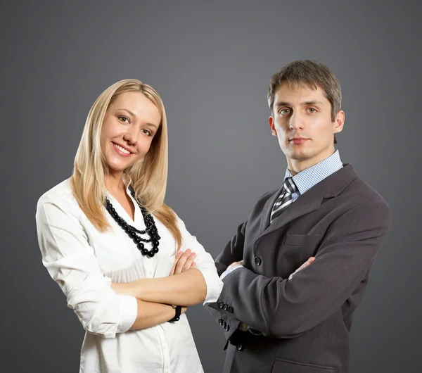 Young business with crossed hands — Stock Photo, Image