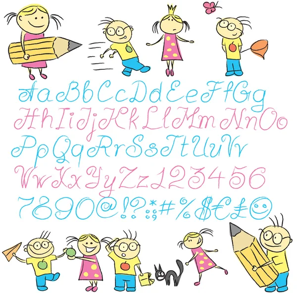 Kalligrafie-Buchstaben für Kinder — Stockvektor