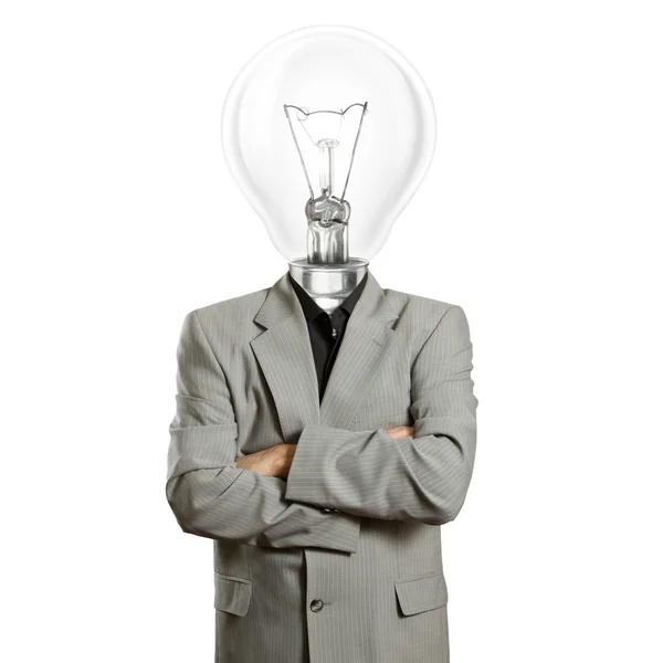 Lampa biznesmen głowa — Zdjęcie stockowe