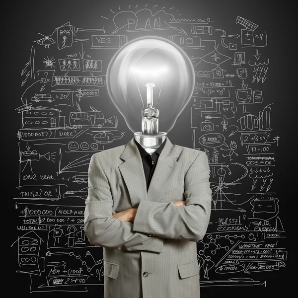 Lamp hoofd zakenman — Stockfoto