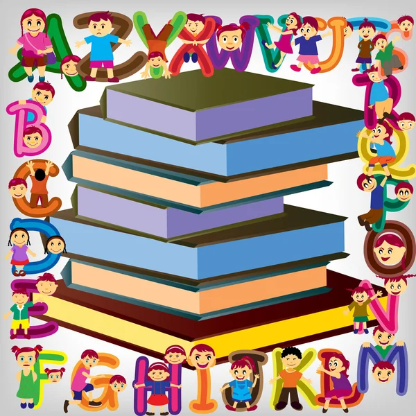Bücher und Alfabete — Stockvektor