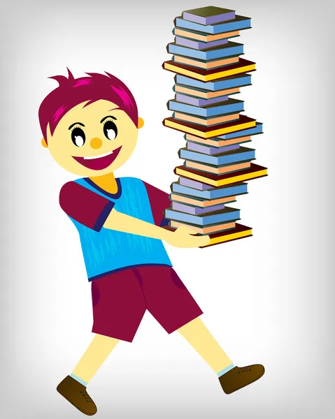 Junge trägt Bücher — Stockvektor