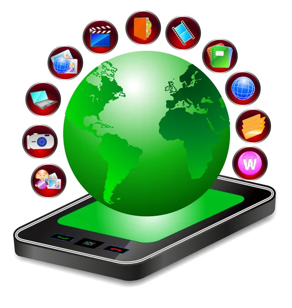 Mobile phone globe — Stockvector