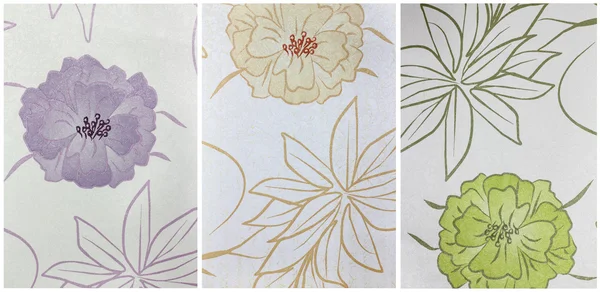 Zestaw tekstur papieru, z motywem kwiatowym — Zdjęcie stockowe