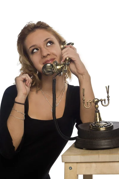 stock image A beautiful girl with a phone