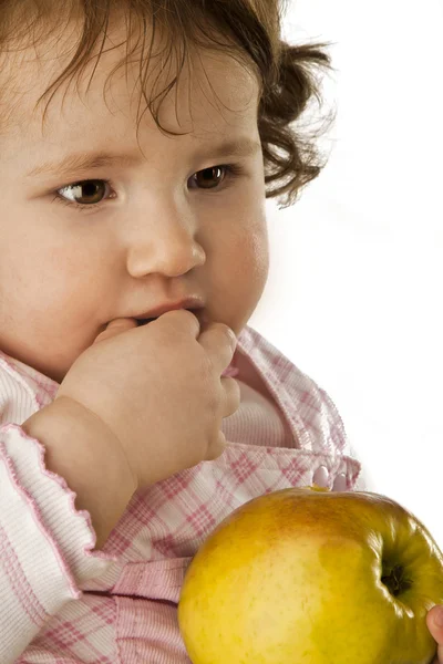 Jabłko jedzenie dziewczyny — Zdjęcie stockowe