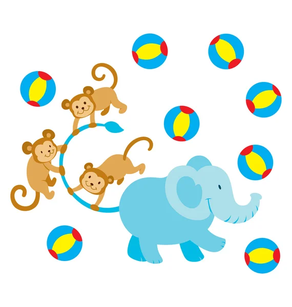 Elefant monkey spela — Stock vektor