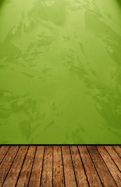 녹색 벽과 빈티지 룸 — 스톡 사진