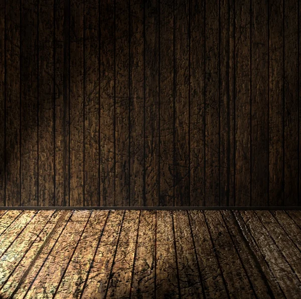 Brun anläggning trä hörnrum och golv — Stockfoto