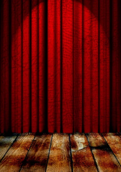 Röd theater gardin med mjuk belysning — Stockfoto