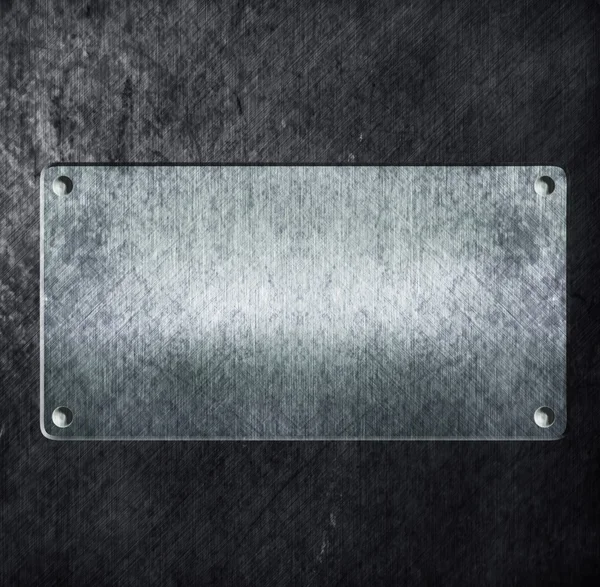 Металлический знак на металлической алюминиевой текстуре — стоковое фото