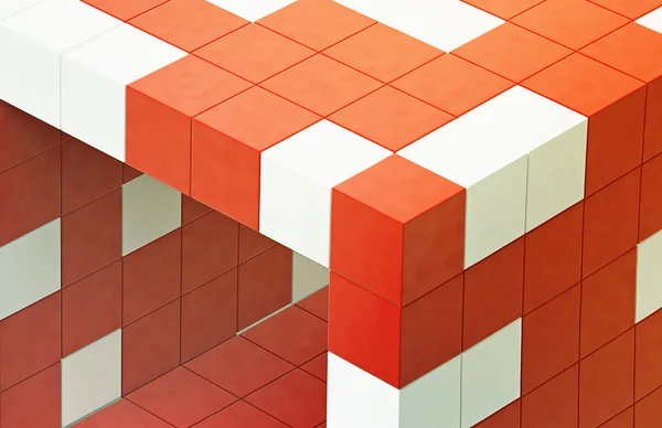 Cube futuriste 3d rouge — Photo