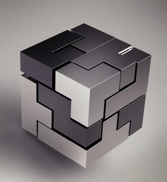 Zwarte 3d futuristische kubus — Stockfoto