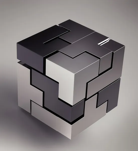 Cubo futuristico 3d nero Foto Stock Royalty Free