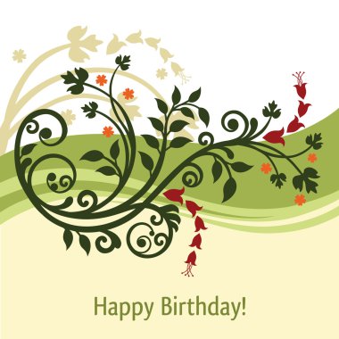 Green and yellow birthday card clipart