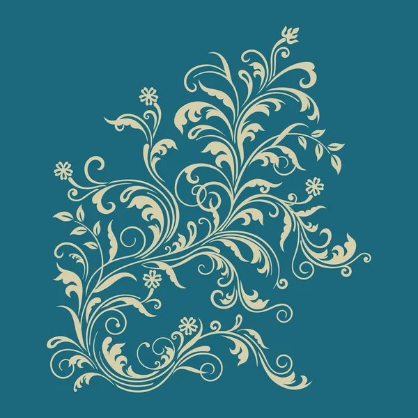 Ornement floral sur fond turquoise — Image vectorielle