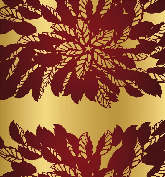 Rojos bordes de encaje floral sobre fondo dorado — Archivo Imágenes Vectoriales