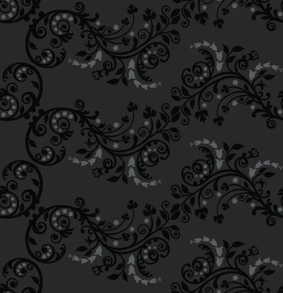 Naadloze zwart en zilver gebladerte patroon — Stockvector