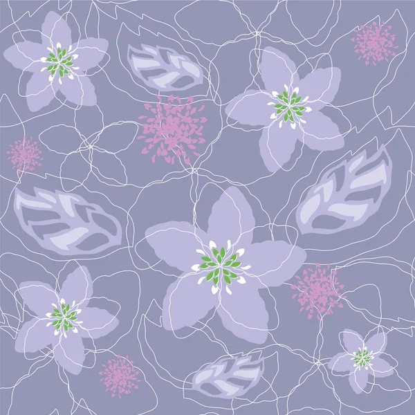 Бесшовный светло-фиолетовый цветочный узор — стоковый вектор