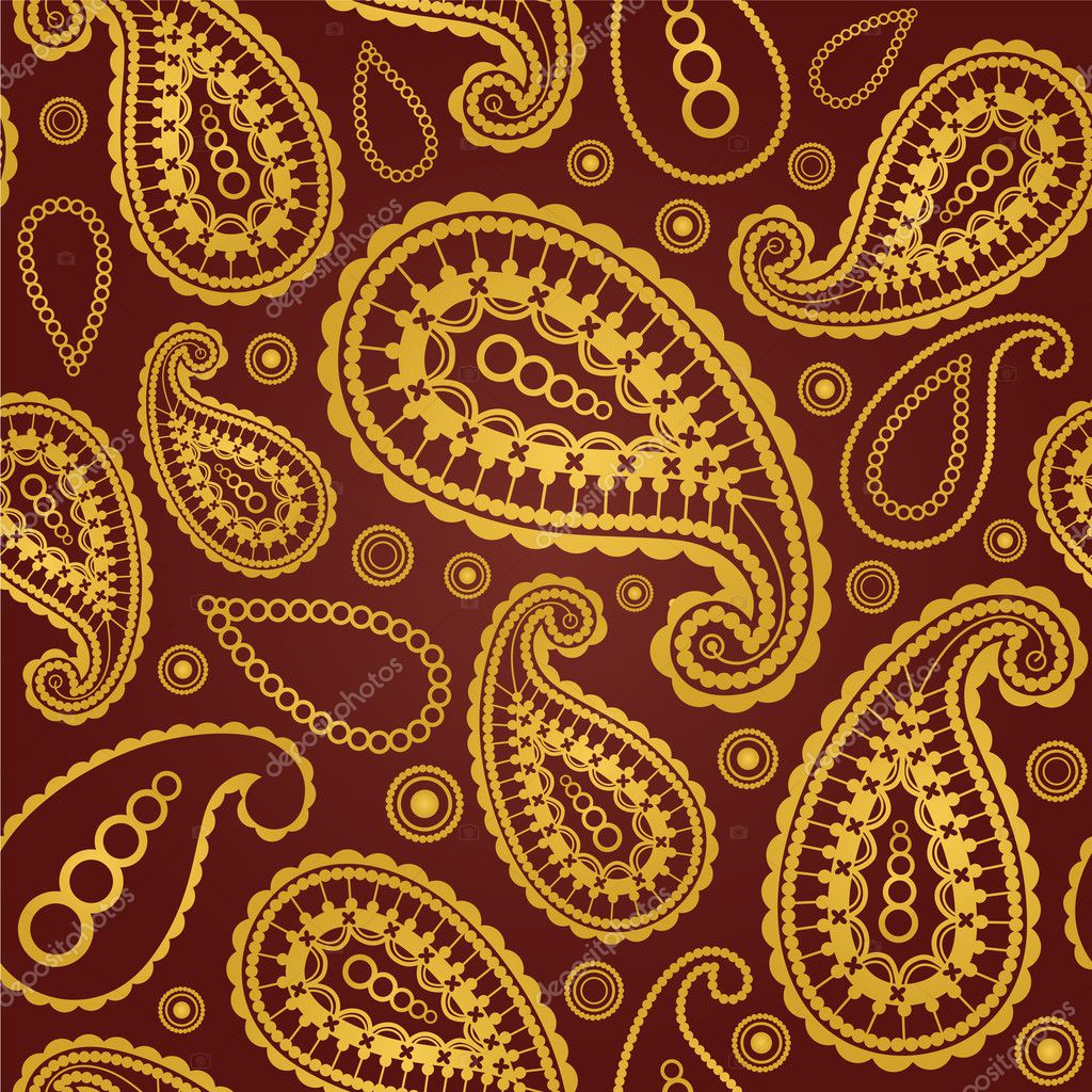 Seamless gold and brown paisley pattern — Stock Vector © lina_s #6503249