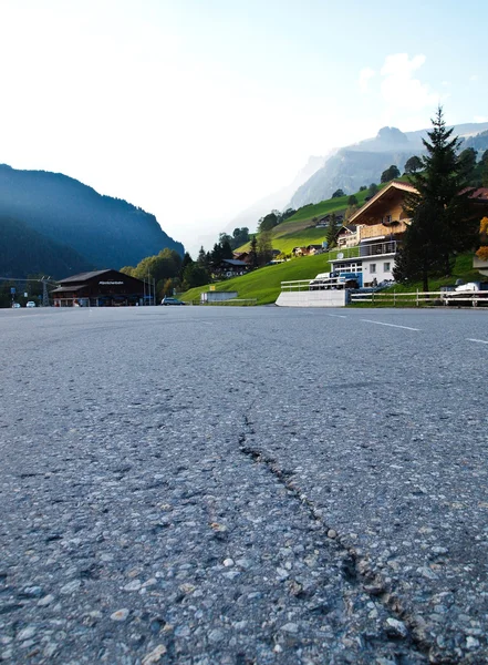 Car Park at Swiss village view in Jungfrau — Stock Photo, Image