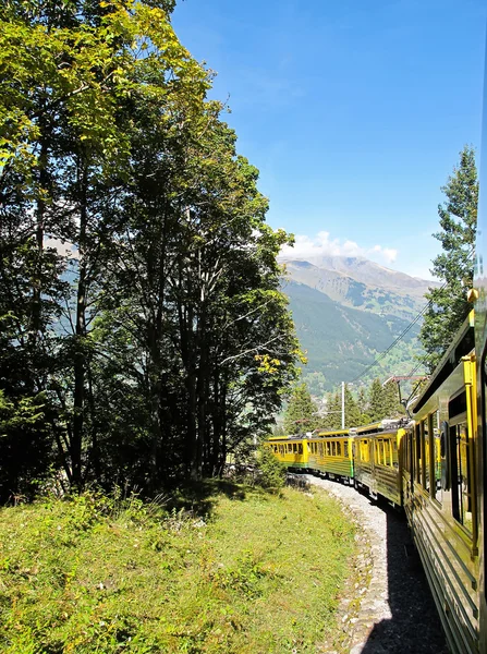 Cog-wheel train to Jungfrau at the Swiss Alps — Stock Photo, Image