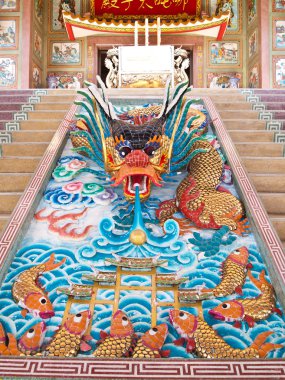 Dragon Status Stairs at Na Zha (Gods Of Honour) temple clipart
