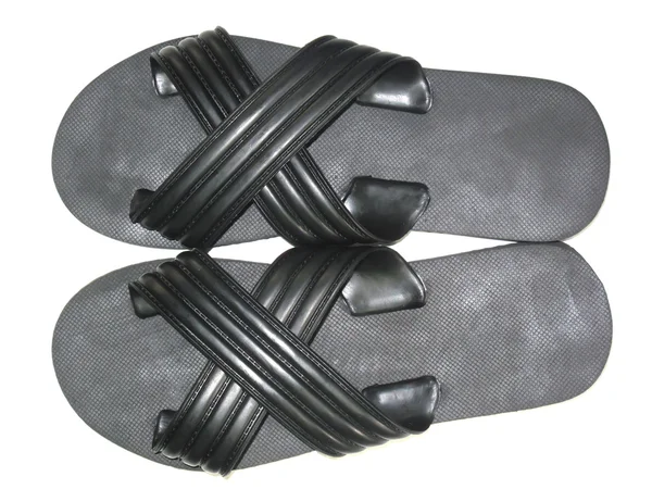 Flip Flops Cor preta com isolado no branco — Fotografia de Stock