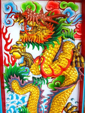 Dragon Status , Wall at Chinese temple clipart