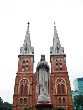 Notre Dame with Virgin Mary , Ho Chi Minh City in Vietnam clipart