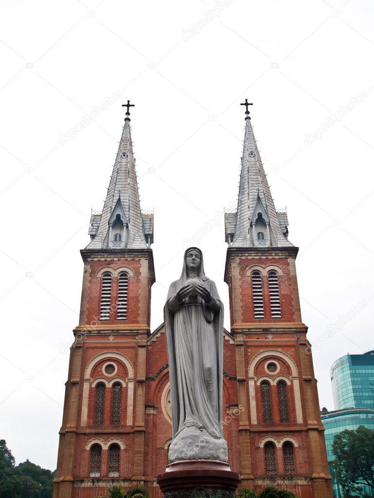 Notre Dame with Virgin Mary , Ho Chi Minh City in Vietnam
