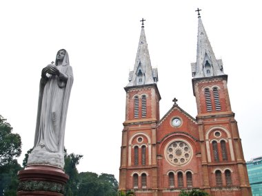 Notre Dame with Virgin Mary in Ho Chi Minh City, Vietnam clipart