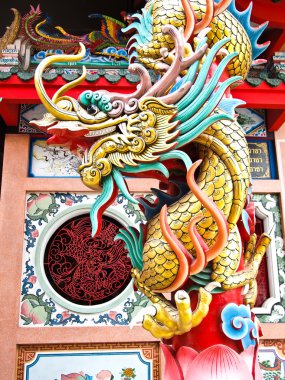 Dragon Statue at Chinese temple clipart