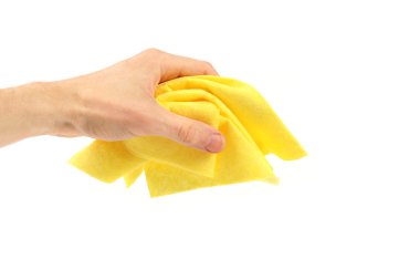 Yellow duster in the hand clipart