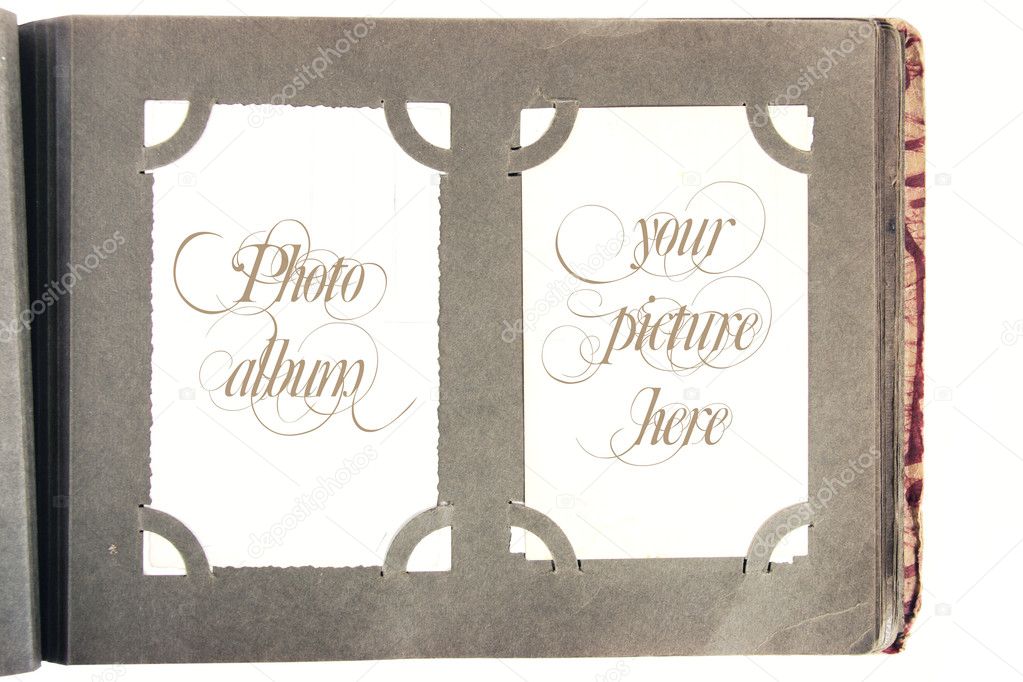 Old photo album with space for your pictures or text