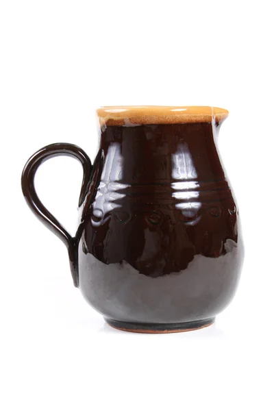 Clay jug isolated on white background — Stock Photo, Image