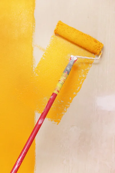 Parede de pintura com cor laranja — Fotografia de Stock