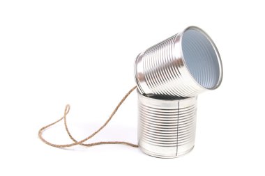 Communication concept: tin can phone clipart