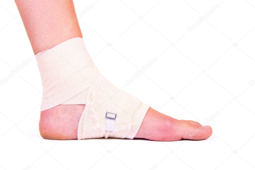 Injured ankle with bandage
