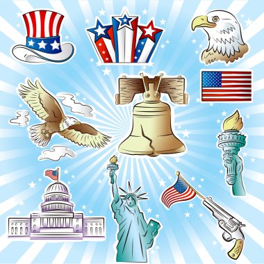 Set of vector images on Independence Day theme clipart