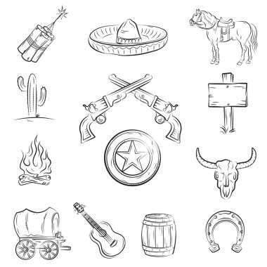 Wild West Set. A collection of stylish vector images on the theme of the Wi clipart