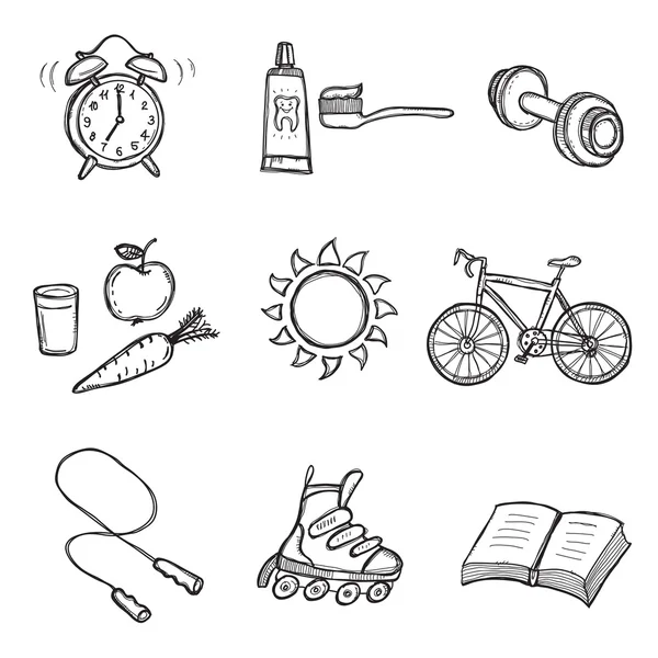 Set of Healthy Lifestyle Elements — Stock Vector