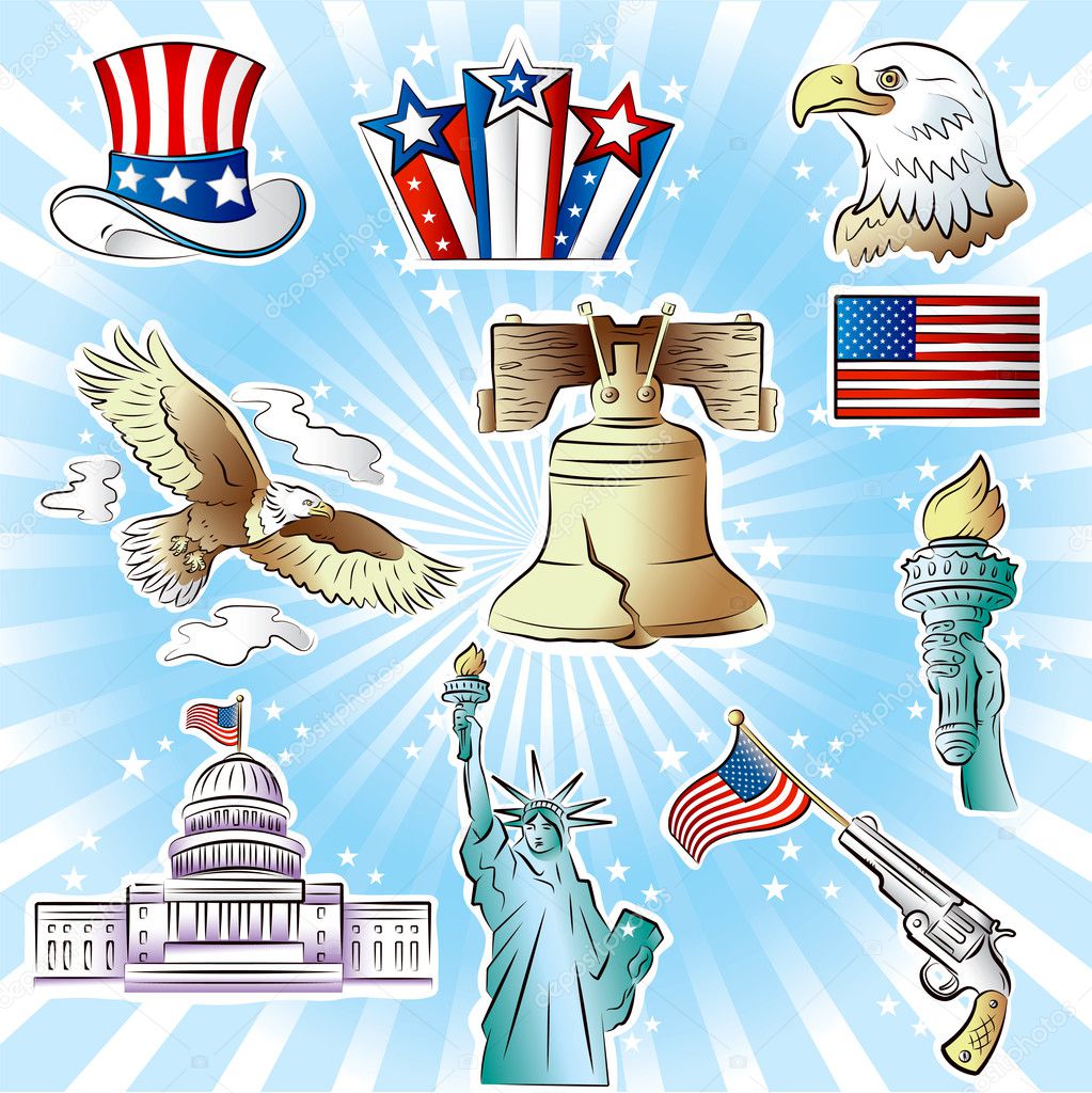 Set of vector images on Independence Day theme