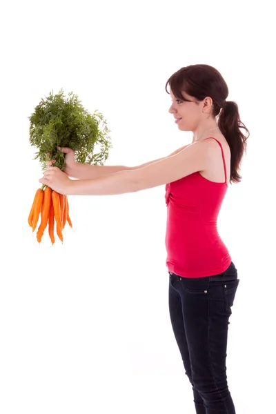 有蔬菜的年轻妇女 — 图库照片