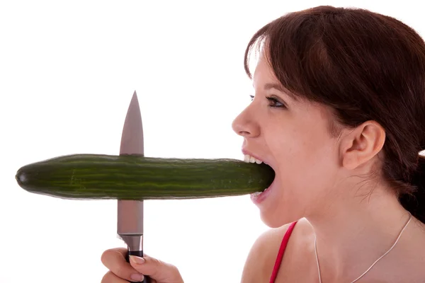 Mladá žena se zeleninou — Stock fotografie
