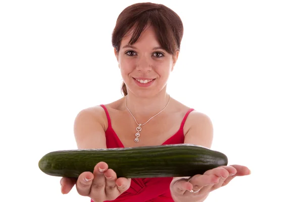 有蔬菜的年轻妇女 — 图库照片