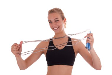 A young woman with a skipping rope clipart