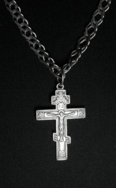 Silver chain and cross clipart