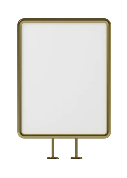 Placa em branco para publicidade, moldura dourada, vista frontal — Fotografia de Stock