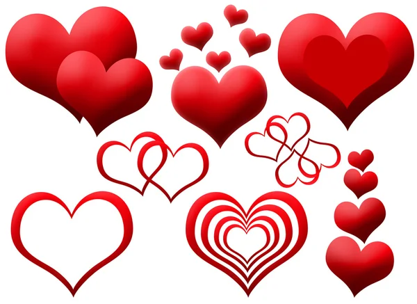 Clipartów czerwony serc — Zdjęcie stockowe